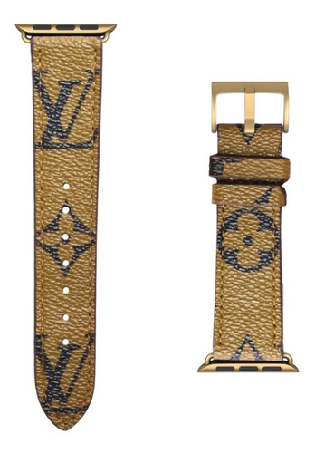 Correa De Piel Reloj Apple Watch Lujo | Lv Monograma Tan