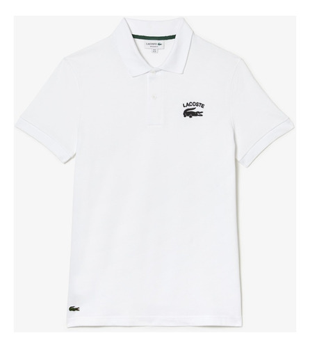 Playera Lacoste Polo Pique Blanco Logo Tejido Ph9535