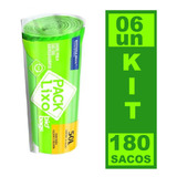 Kit 6 Saco Lixo Biodegradáveis 50l 180 Sacos 63x810cm