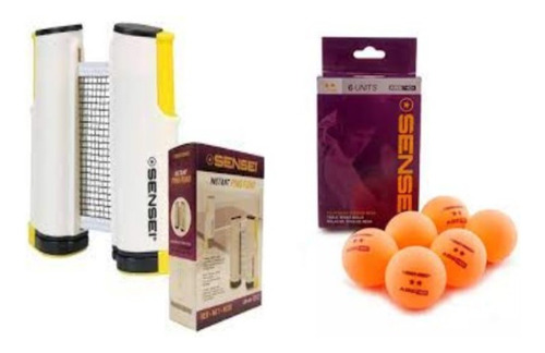 Set Red Ping Pong Portatil Sensei + 6 Pelotas 2 Star 