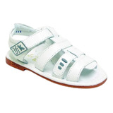 Huaraches Marca Kinder Para Niño 6111 Blanco Del 14.5 A 17 R