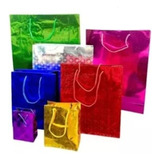 Bolsas De Regalo De Color Hologramada 21 X 18 Metalizada X10