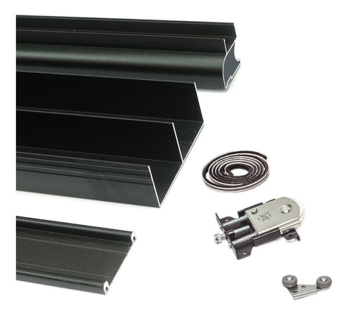 Kit Placar 2 Puertas Negro 3mts Aluminio Greenway Placar