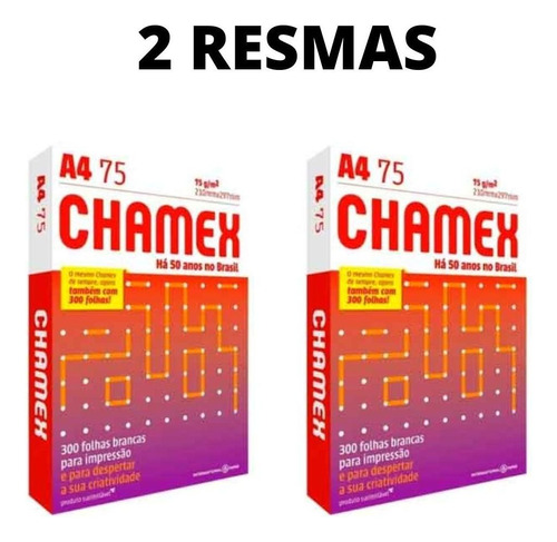 Papel Chamex A4 Sulfite 75g 210x297mm 300 Folhas 2 Pacotes