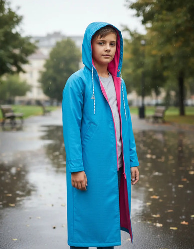 Chamarra Parka Natacion Basic Turquesa Infantil