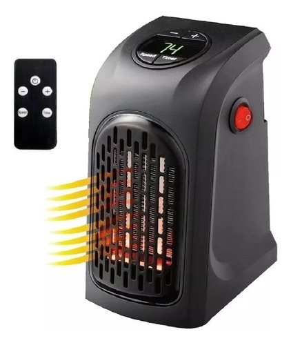 Calefactor Portatil Termoventilador C/control400w Calentador Color Negro