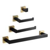 Set De Accesorios De Baño Sereey 16 Pul Black N Gold