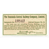 Venezuela Cupón De Bono Compañía Del Ferrocarril 1913