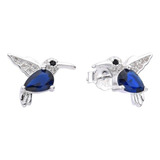 Aros Plata 925 Colibrí Picaflor Colores Regalo Zircon Mujer