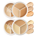 Pro 2pcs Tri-color Corrector Facial Paleta De Contorno Demi.