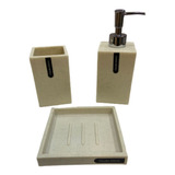 Set X 3 Accesorios De Baño Dispenser Jabonera Y Vaso Resina