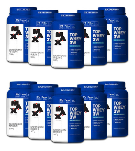 Kit Lojista 10x Top Whey Protein 3w Isolado - Max Titanium