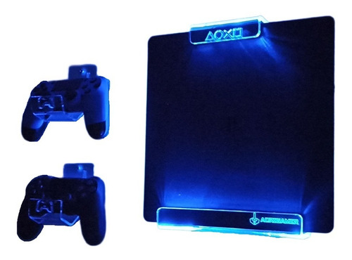 Base Soporte Para Ps4 Con Led Rgb Y Dos Bases Para Control