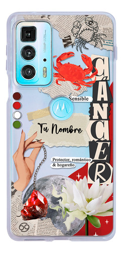 Funda Para Motorola Mujer Signo Zodiaco Cáncer Con Tu Nombre