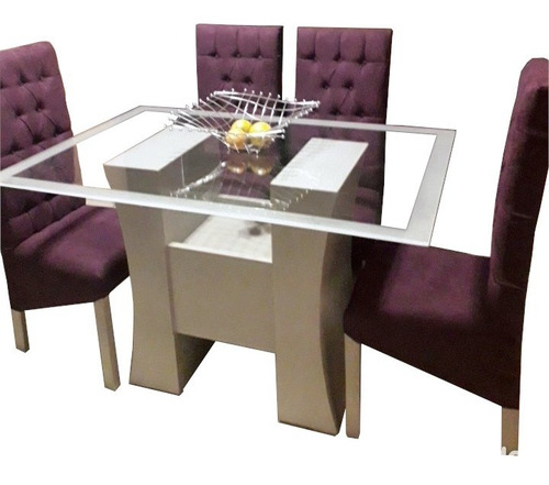 Comedor 4 Personas. Mesa De Cristal Y 4 Sillas. Antecomedor