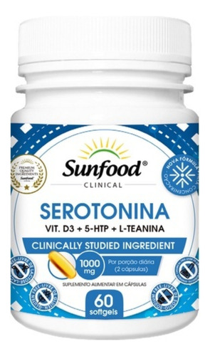 Serotonina Com Vit D3+ 5-htp+ L-teanina - Sunfood