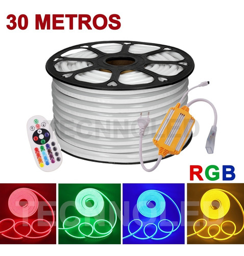 30 Mt Mangueira Led Neon 220v Rgb C/ Controlador E Controle