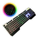 Teclado Semi Mecânico Gamer Rgb Abnt 2 Metal Usb Preto 