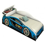 Cama Berço Carro Azul Speed Meninos Infantil Baú Brinquedos