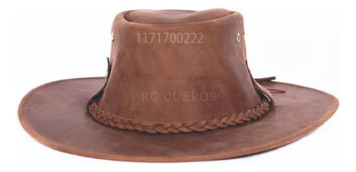 Sombrero Flexible De Cuero Vacuno Con Correa Talle L