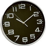 Reloj De Pared Silencioso Fondo Negro Marco Blanco 30 Cm