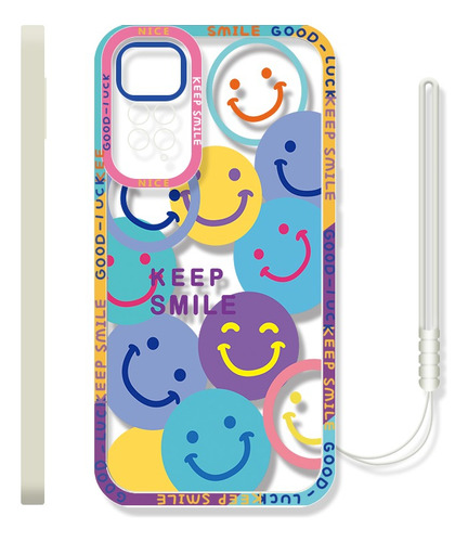 Funda De Tpu Para Xiaomi Colorida Cara Sonriente + Correa