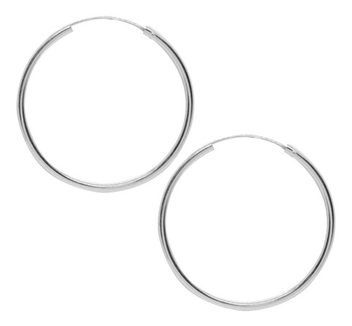 Aros Argolla Lisa Dama 45 Mm Tubo Plata Ley 925 + Caja