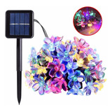 Exterior Guirnalda De Luces Solar Flores Cerezo 7m 50led