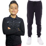 Kit Calça Moletom Infantil + Camisa Polo Manga Longa Menino 