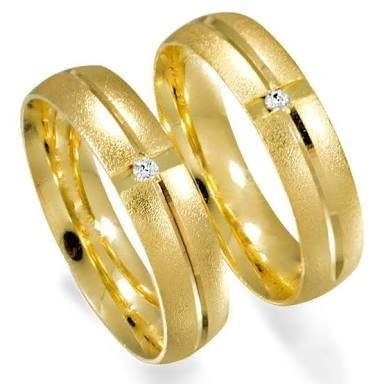 Alianças De Ouro 18k - 12g - 6mm - Trabalhada Com Brilhante