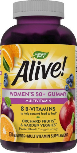 Vitaminas B Nature's Way Alive Para Mujer 50+ 130 Gomitas Sabor Mezcla De Verduras De Jardín