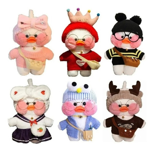 Pato Patito Peluche Lalafan Kawaii Con Ropa Accesorios