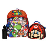 Nintendo Super Mario Bros Mochila Con Fiambrera Para Niños Y