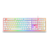 Teclado Gamer Havit Kb876l Multi-função Com Led Rgb Branco