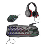 Kit Mouse Teclado Diadema Gamer Usb Luz Rainbow Rgb Colores