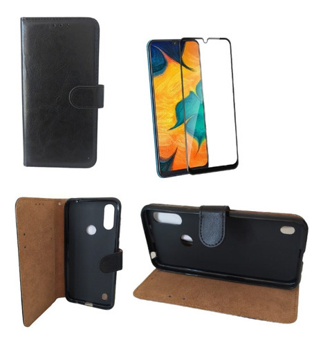 Funda Carcasa Flip Cover Agenda Para Motorola E6s + Vidrio