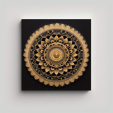 60x60cm Mandala Dorado En Tela, Composición Elegante Flores