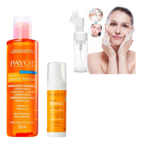 Kit Payot Sabonete + Sérum Complexo Vitamina C + Frasco Pump