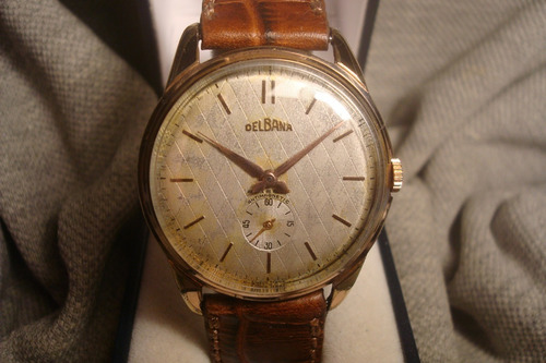 Hermoso Reloj Delbana Antiguo Hombre '50 Oro Plaque18k Joya!