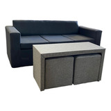 Sillon 3 Cuerpos Combinado Mesa Puente + 2 Banqueta Puff