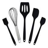 Kit Utensílios Cozinha Silicone 5 Peças Espátula Fue Pincel