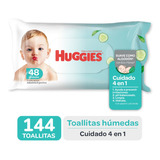 Toallas Humedas Huggies Cuidado 4 En 1 X48 Pack X 3