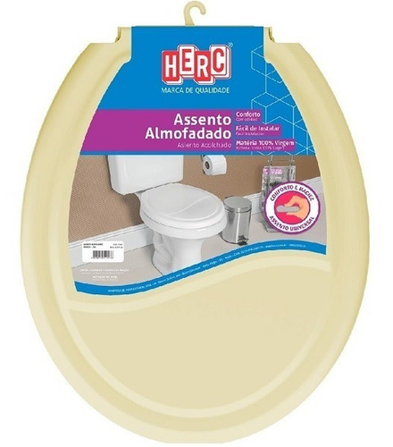 Tampa De Vaso Sanitário Universal Oval Almofadado Bege 6lpf