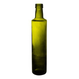 Botella Vidrio Aceite 500 Cc Redonda Verde Tapa Inserto X 24