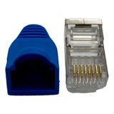 Conector Rj45 Blindado Cat6 Pacote Com 20 Peças + 20 Capas