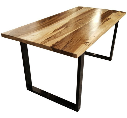 Mesa Malcom De Comedor Estilo Industrial Madera Dura Maciza 4cm Esp Guayubira 80x160cm Hidrolaqueada Y Patas De Hierro