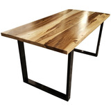 Mesa Malcom De Comedor Estilo Industrial Madera Dura Maciza 4cm Esp Guayubira 80x160cm Hidrolaqueada Y Patas De Hierro