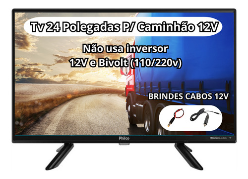 Tv 24 Polegadas 12volts C/ Antena Led Hd Caminhão Carreta