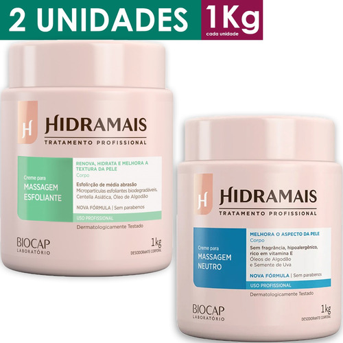 Kit 2 Creme Esfoliante + Neutro Corporal Para Massagem C/ Nf