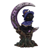 Boo Estatua Negra Espeluznante Para Gato Con Sombrero De